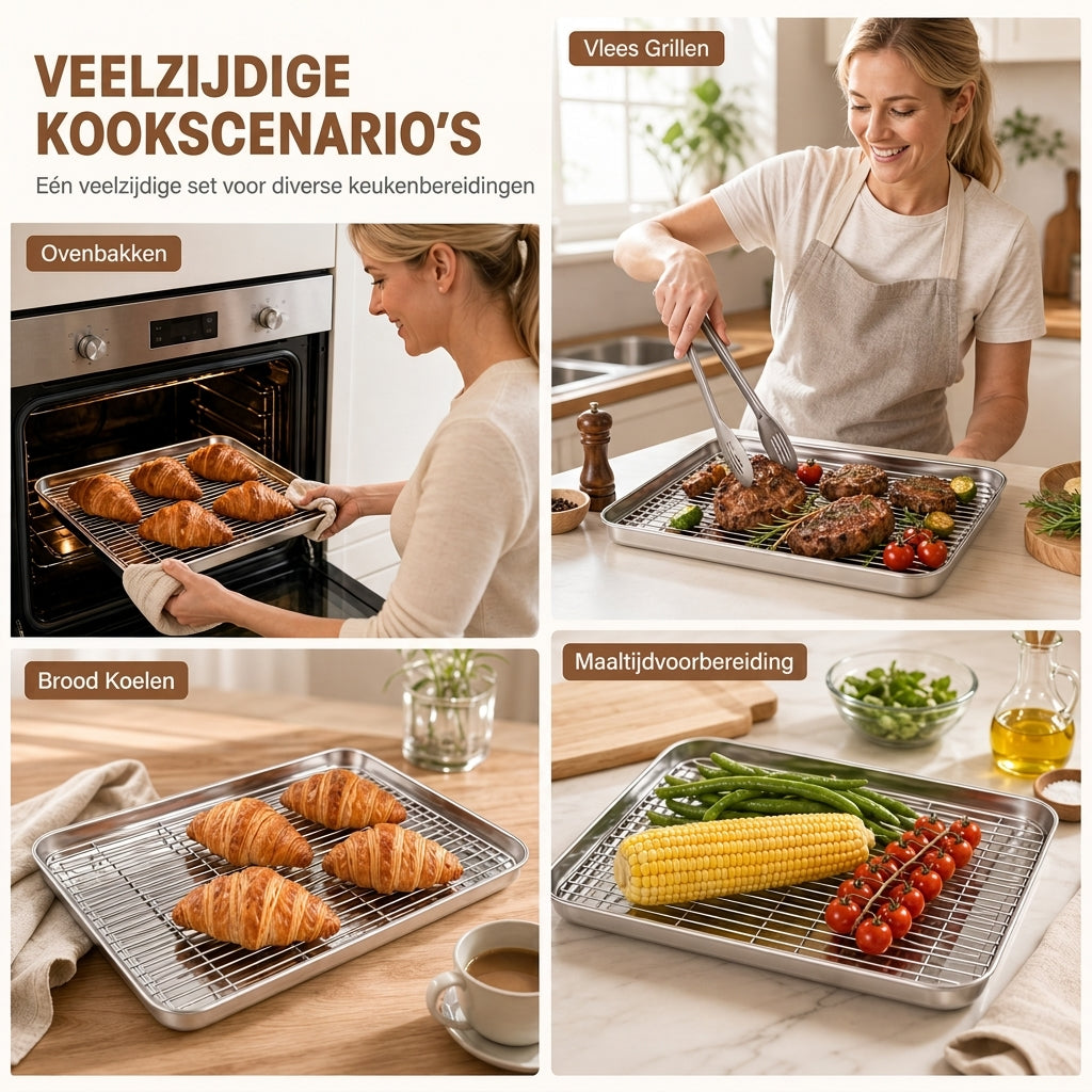 🍪 TIJDELIJKE KORTING VAN 50%! 🍳 Essentiële multifunctionele ovenaccessoire — Bakken, braden en afkoelen in één set 🔥