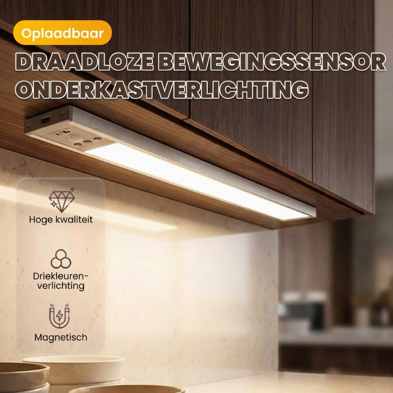 Oplaadbare draadloze bewegingssensor onderkastlamp