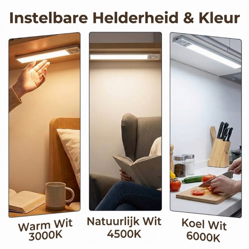Oplaadbare draadloze bewegingssensor onderkastlamp