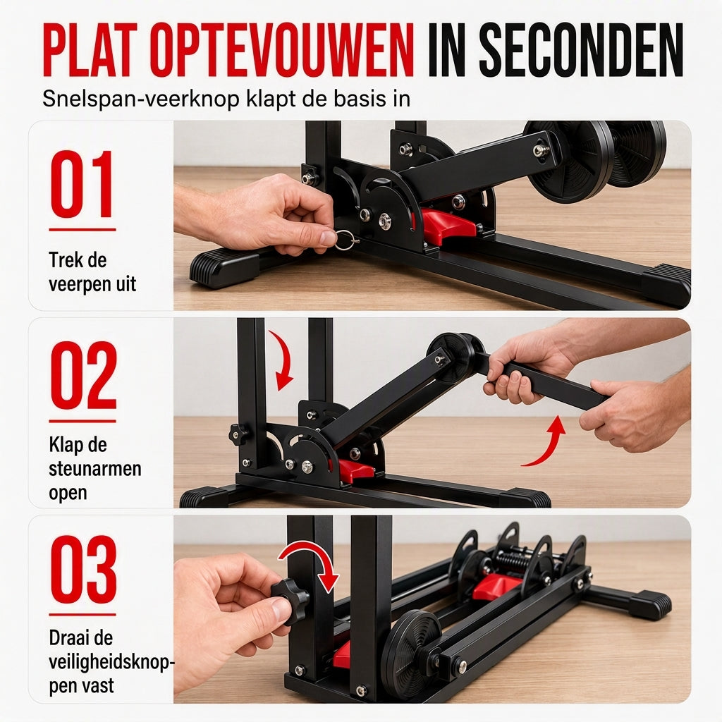 Opvouwbare fietsparkeerstandaard voor op de vloer, met dubbele paal en U-vorm, fietsendisplayrek voor racefietsen en mountainbikes