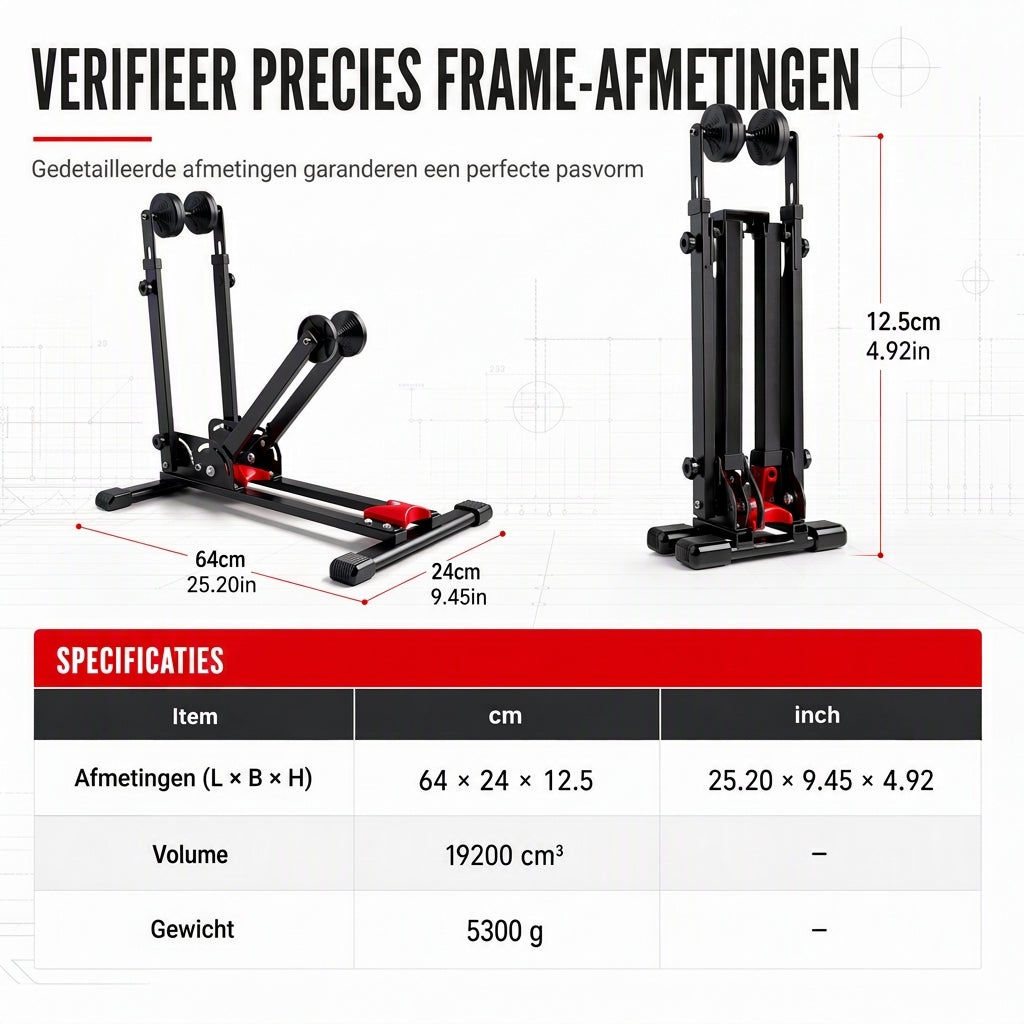 Opvouwbare fietsparkeerstandaard voor op de vloer, met dubbele paal en U-vorm, fietsendisplayrek voor racefietsen en mountainbikes