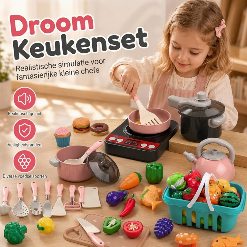 Speelset voor nagebootste keuken