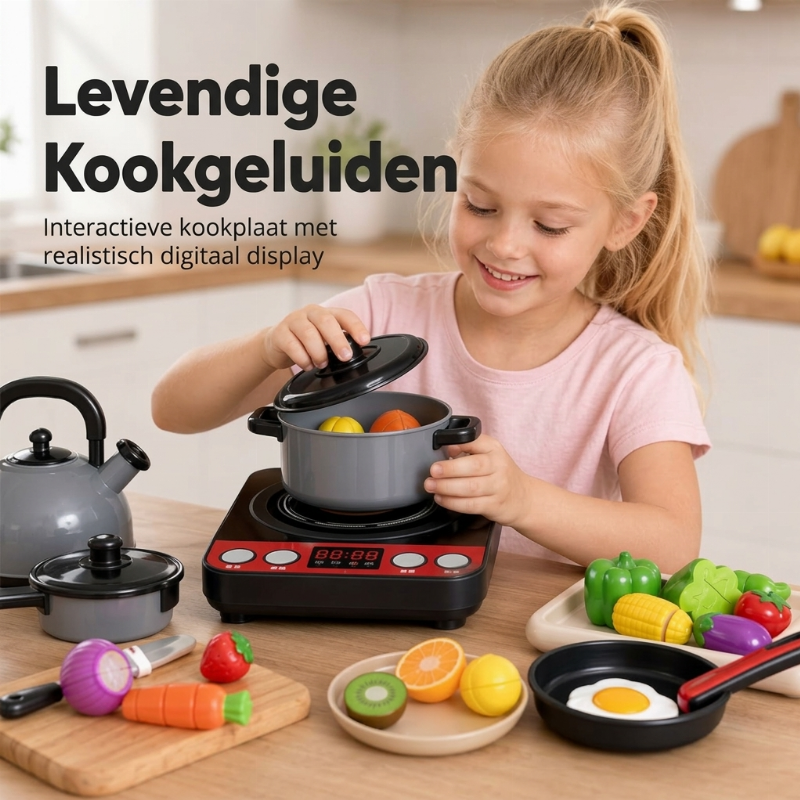 Speelset voor nagebootste keuken