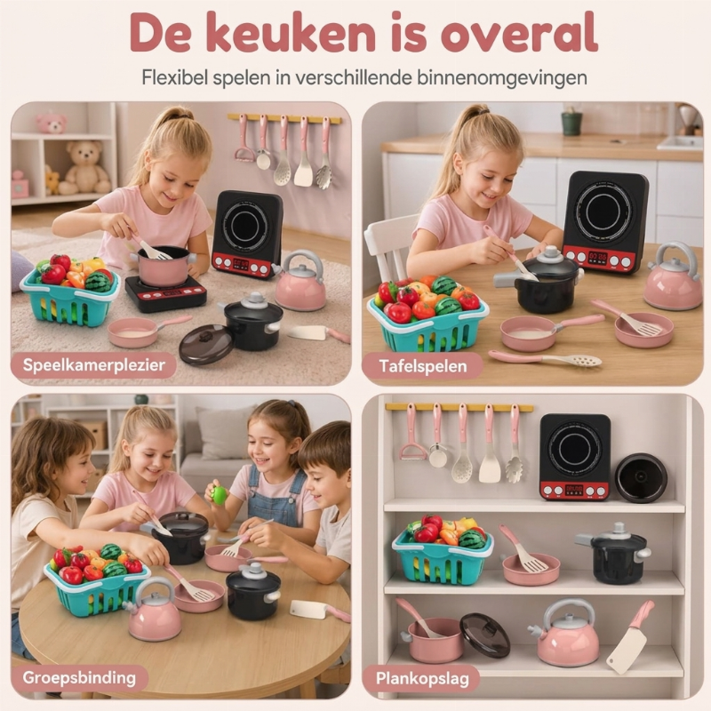 Speelset voor nagebootste keuken