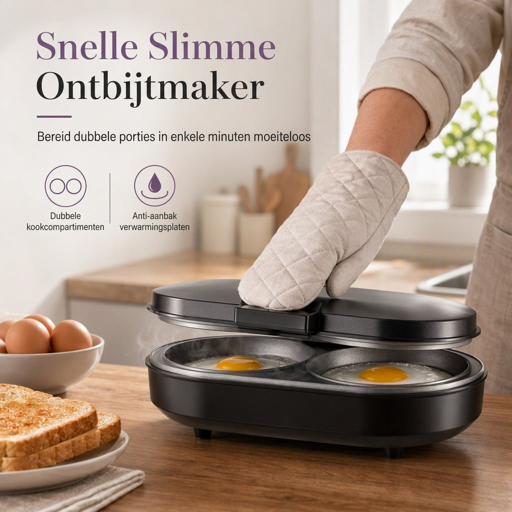 🍳✨ Slimme ontbijtmaker – 50% KORTING! Dubbele kookplaten, antiaanbaklaag, roestvrij staal – ontbijt in een paar minuten klaar. 💪
