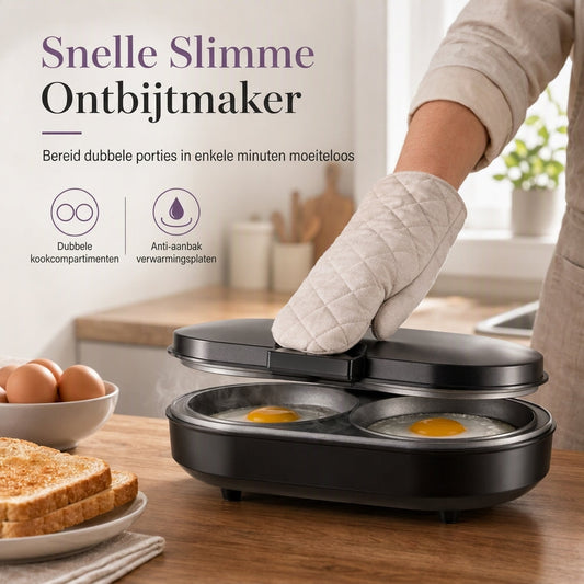 🍳✨ Slimme ontbijtmaker – 50% KORTING! Dubbele kookplaten, antiaanbaklaag, roestvrij staal – ontbijt in een paar minuten klaar. 💪