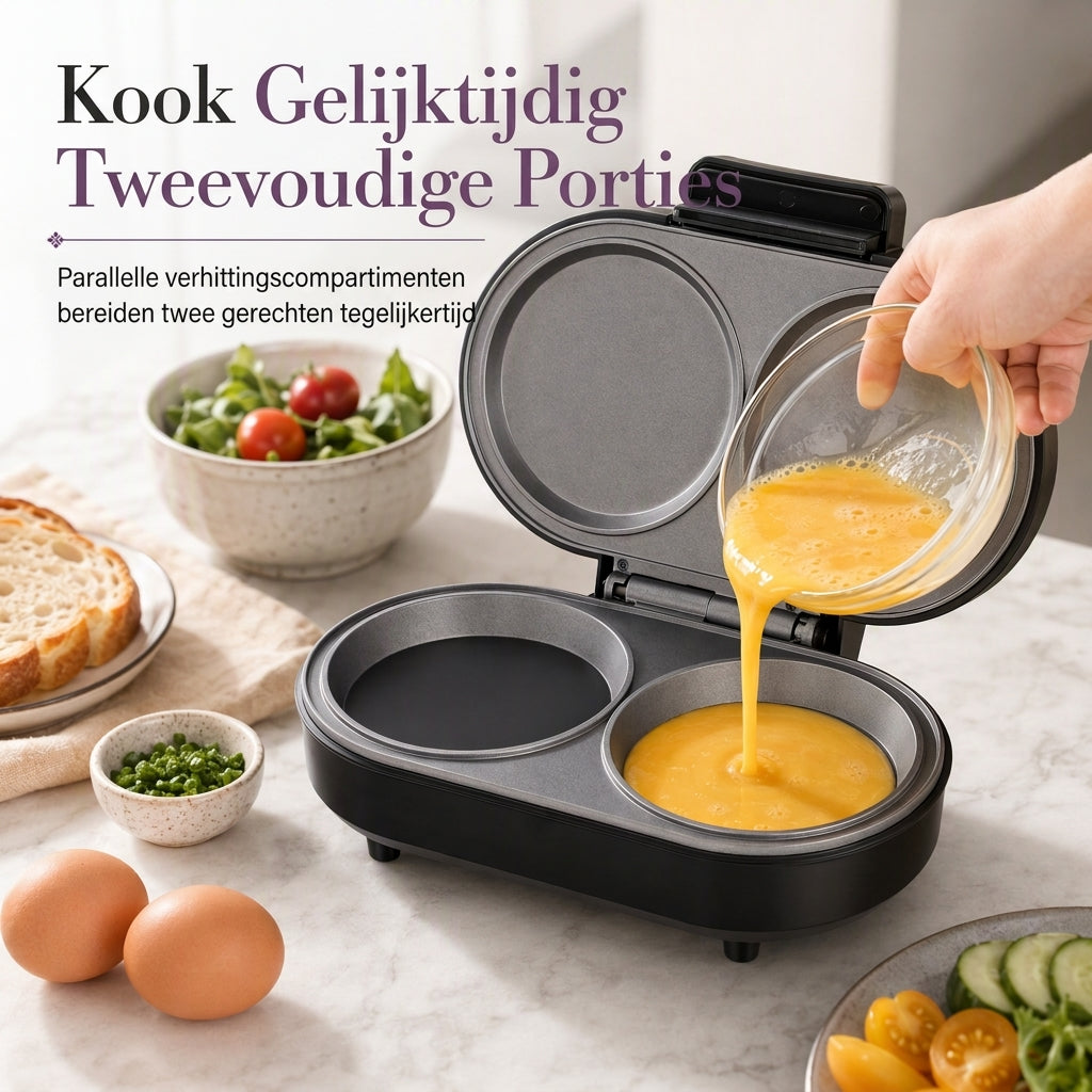 🍳✨ Slimme ontbijtmaker – 50% KORTING! Dubbele kookplaten, antiaanbaklaag, roestvrij staal – ontbijt in een paar minuten klaar. 💪