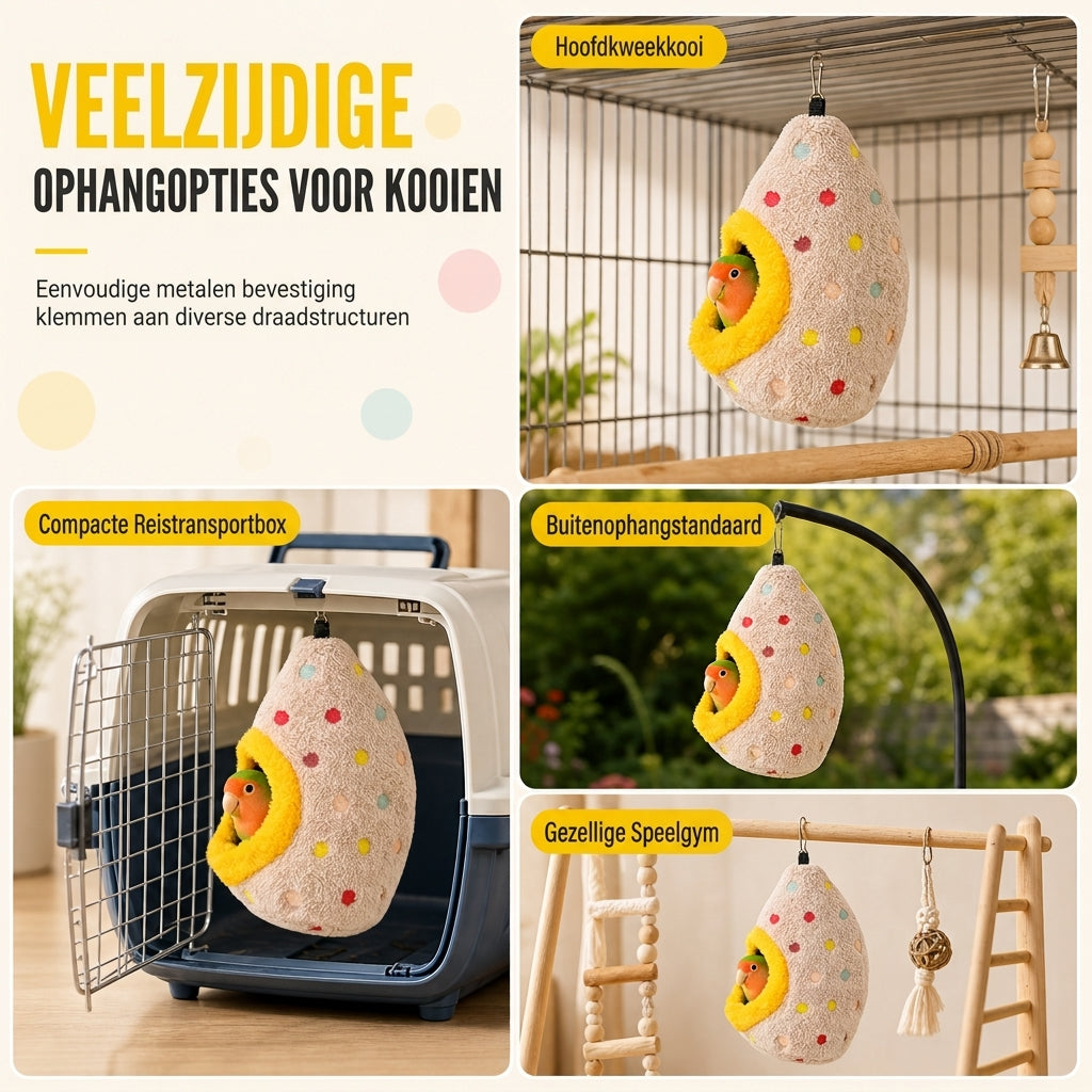 🥚 TIJDELIJKE KORTING VAN 49%! ⚡ Hangend katoenen vogel-nest hangmat – dubbellaagse fleece warme schuilplaats voor kleine vogels ✨