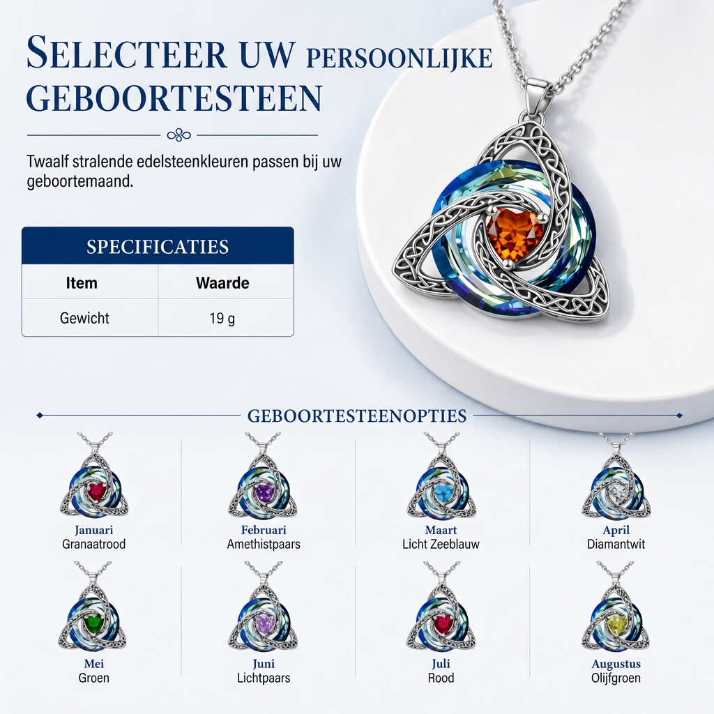 Vrouwen Keltische Knoop Geboortesteen Hanger Ketting