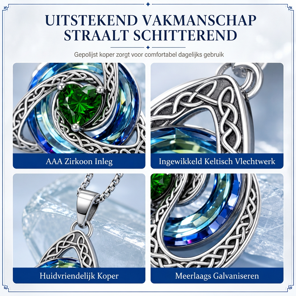 Vrouwen Keltische Knoop Geboortesteen Hanger Ketting