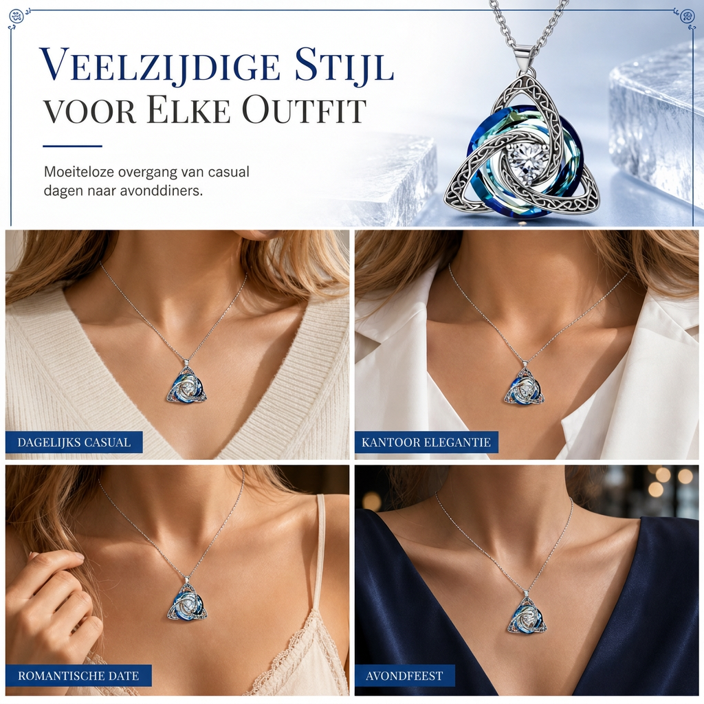 Vrouwen Keltische Knoop Geboortesteen Hanger Ketting