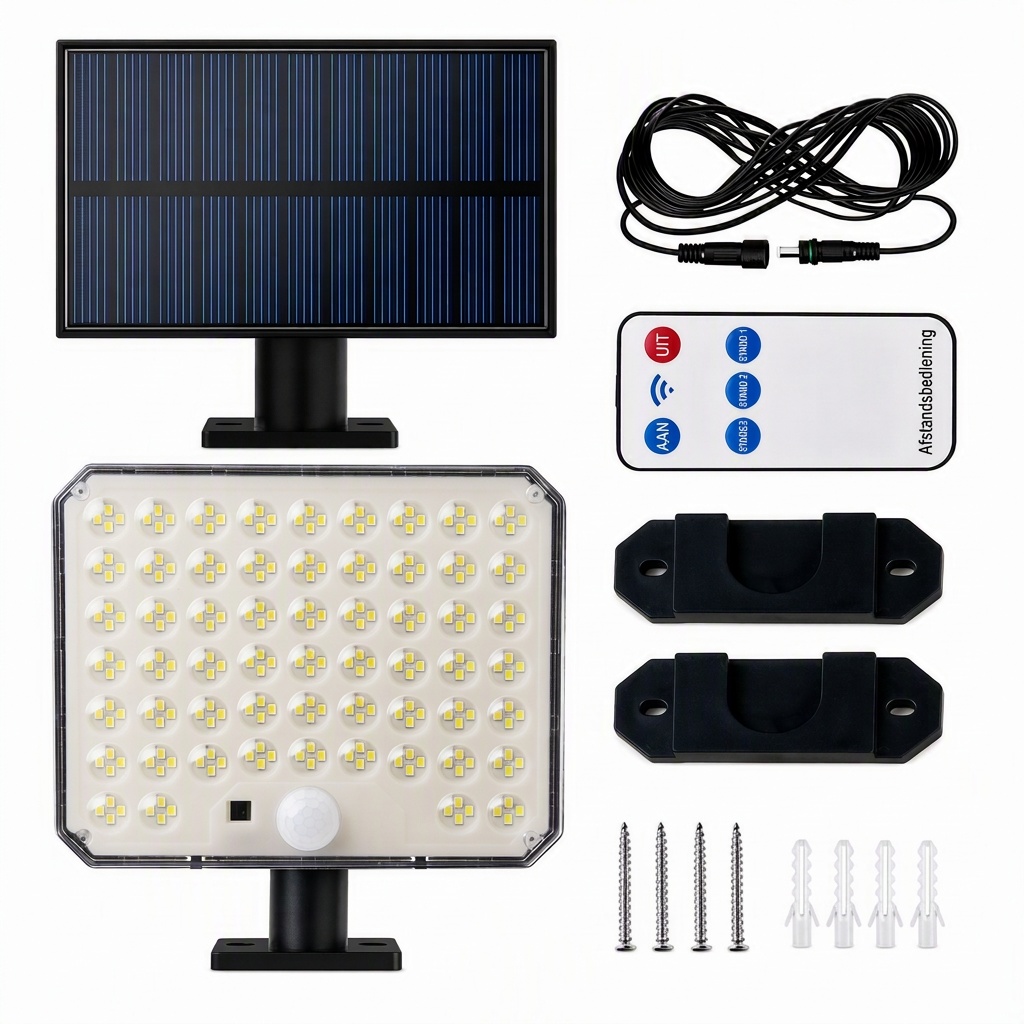 ☀️Splitsendesign buitenzonnewandlamp met bewegingssensor en afstandsbediening waterdichte zonneaangedreven straatlamp met 3 standen voor binnenplaats en garage