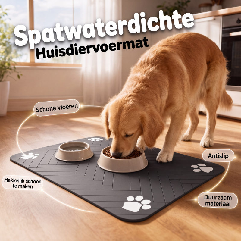 🧼Gemakkelijk schoon te maken voerbakmat voor huisdieren – Diatomeeënaarde – Waterdicht oppervlak & morsbestendig voor een schone eetruimte 🐶