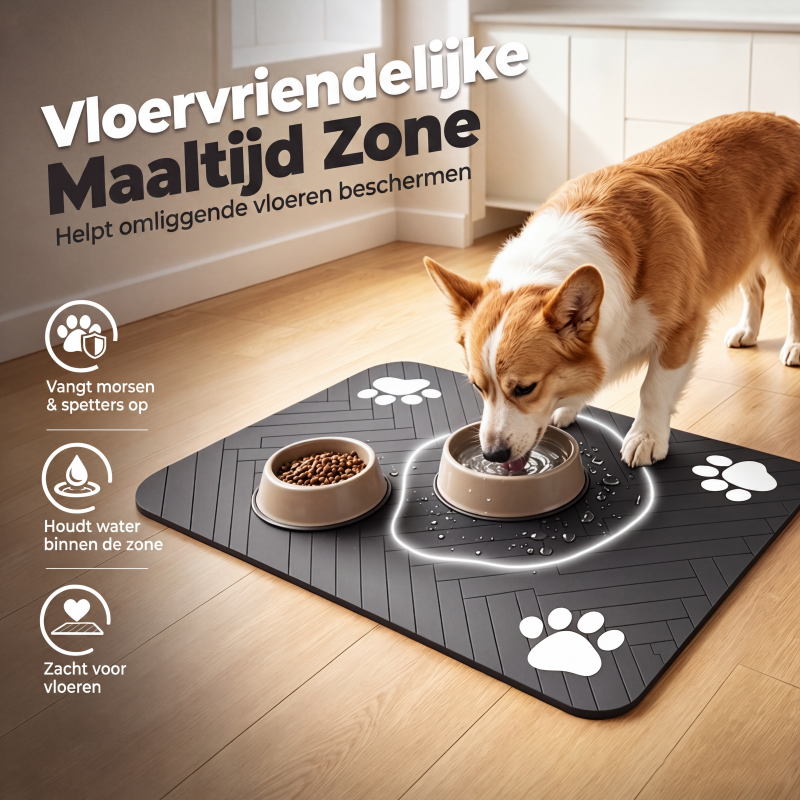 🧼Gemakkelijk schoon te maken voerbakmat voor huisdieren – Diatomeeënaarde – Waterdicht oppervlak & morsbestendig voor een schone eetruimte 🐶