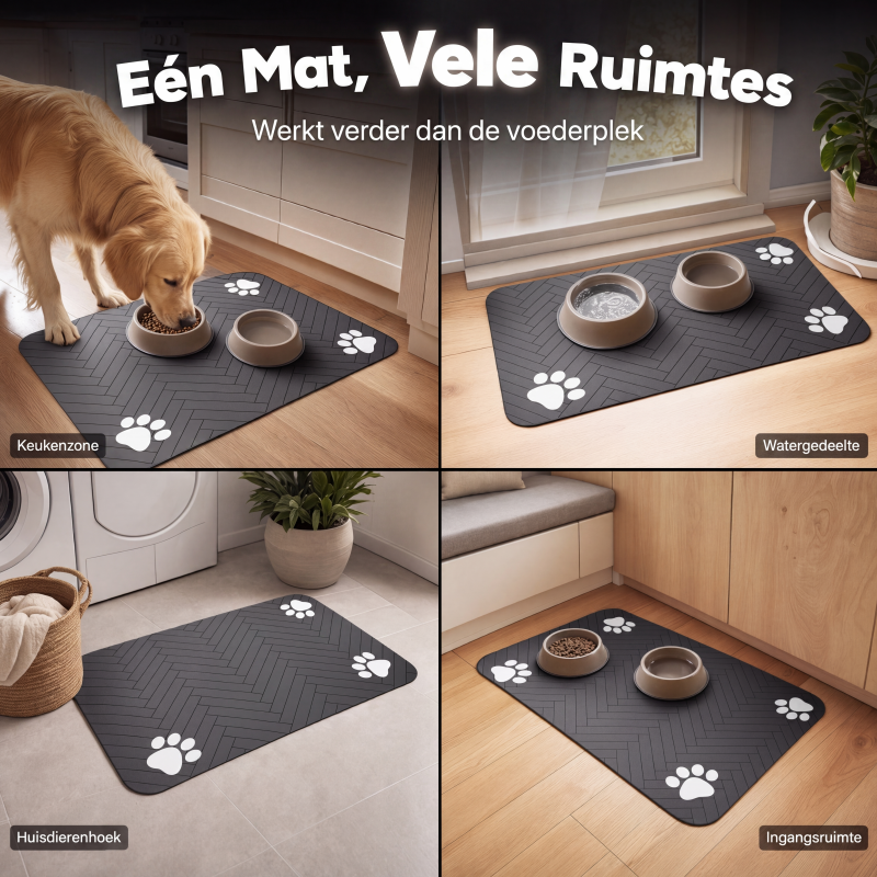 🧼Gemakkelijk schoon te maken voerbakmat voor huisdieren – Diatomeeënaarde – Waterdicht oppervlak & morsbestendig voor een schone eetruimte 🐶