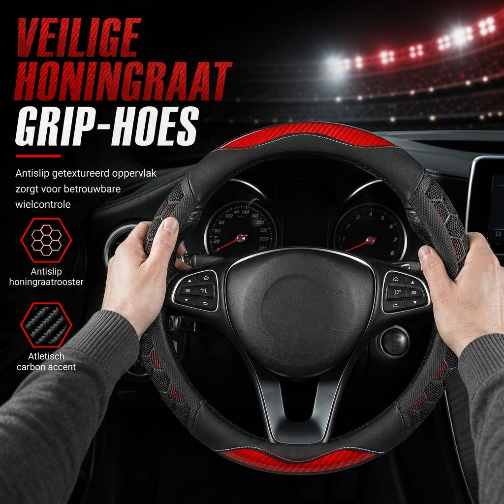 Universele antislip autostuurhoes, sportieve voetbal/honingraatstructuur stuurbeschermer