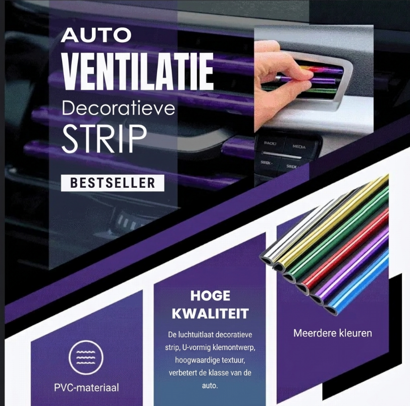 Sierstrips voor Autoventilatieroosters – Flexibele U-Vormige Interieurlijsten (10 of 20 Stuks)