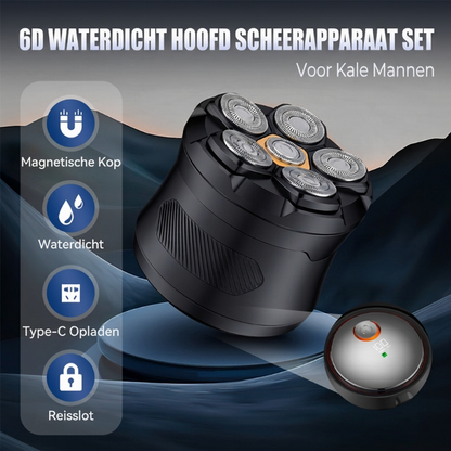 6D Waterdichte Hoofdscheerset voor Kale Mannen