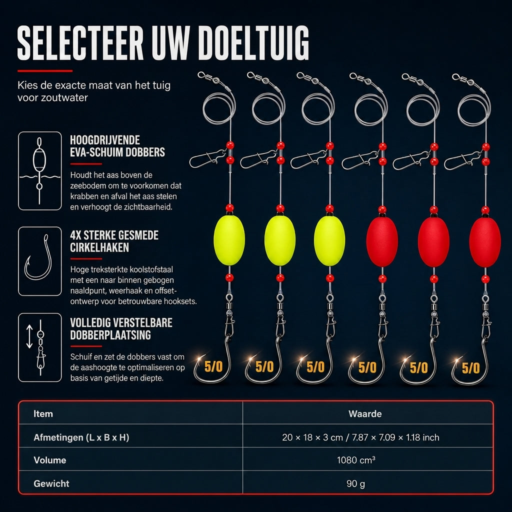 6-pack Pompano zeevist-uitleggen met dobbers, geschikt voor bot, baars, meerval, haai en blauwvis