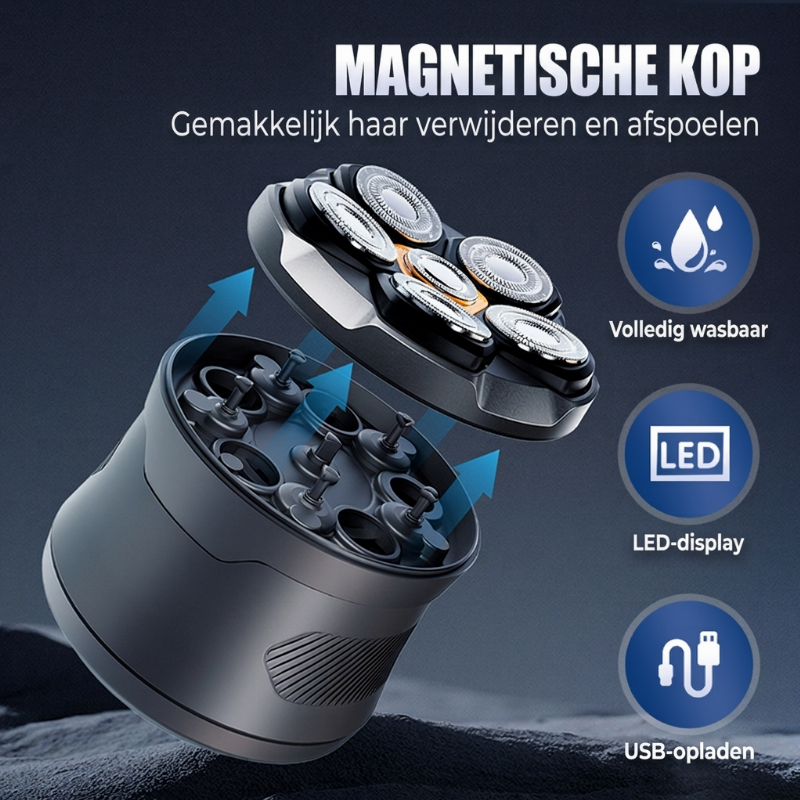 6D Waterdichte Hoofdscheerset voor Kale Mannen