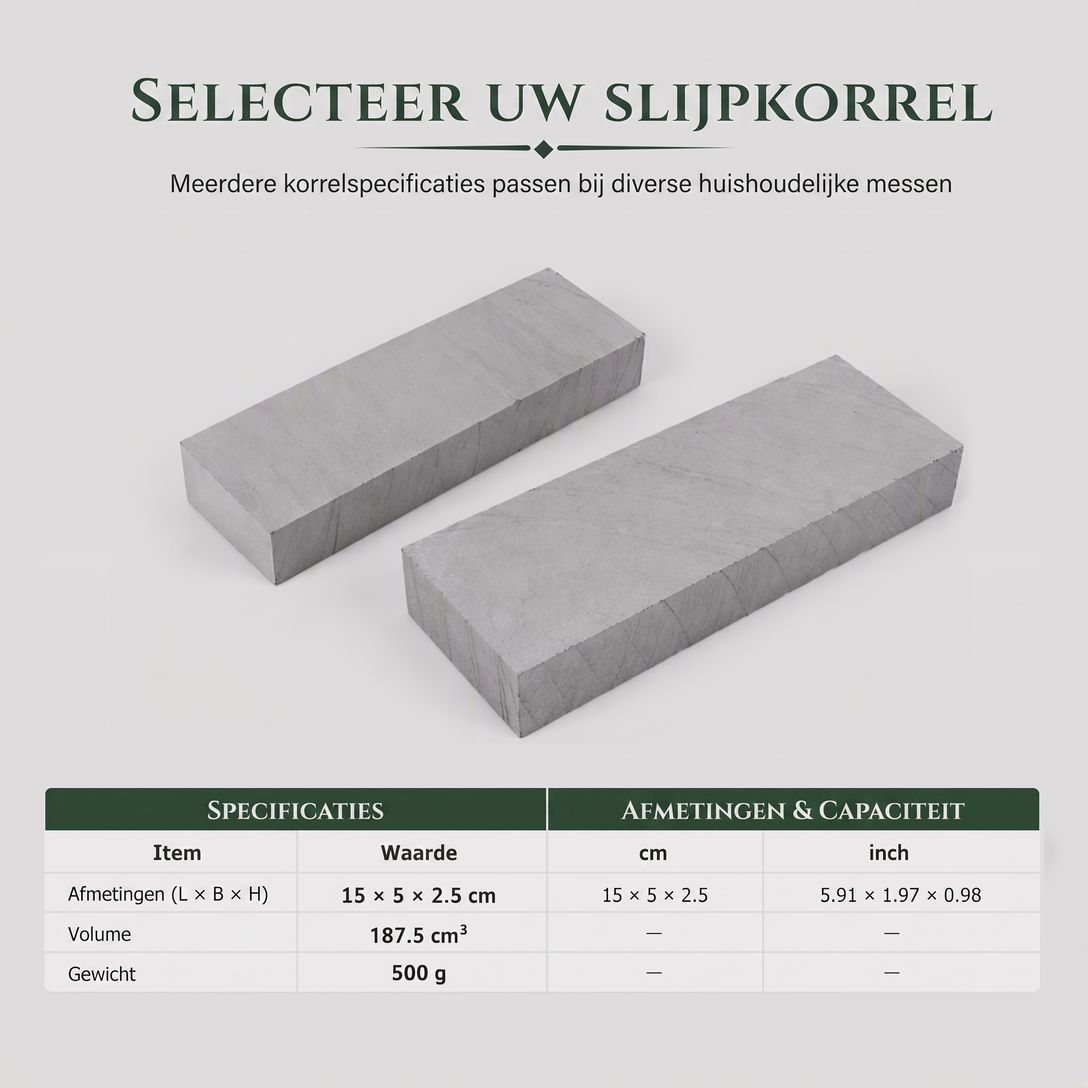 Natuurlijke groene slijpsteen 3000 grit enkelzijdige keukenmessenslijpsteen
