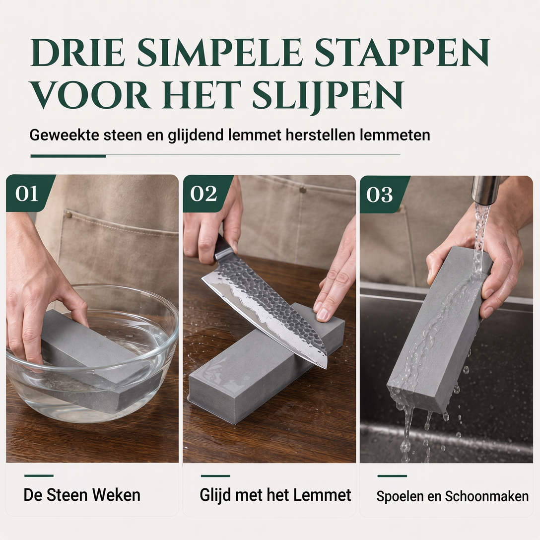 Natuurlijke groene slijpsteen 3000 grit enkelzijdige keukenmessenslijpsteen