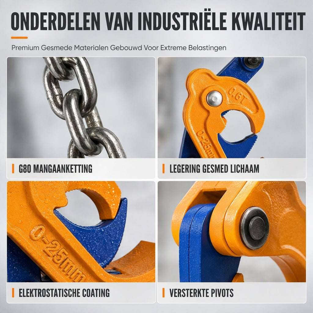 Zware olievat-tang voor vorkheftrucks en kranen, vathengel voor stalen/metalen vaten, matrijsgesmeed vatbehandelingsgereedschap