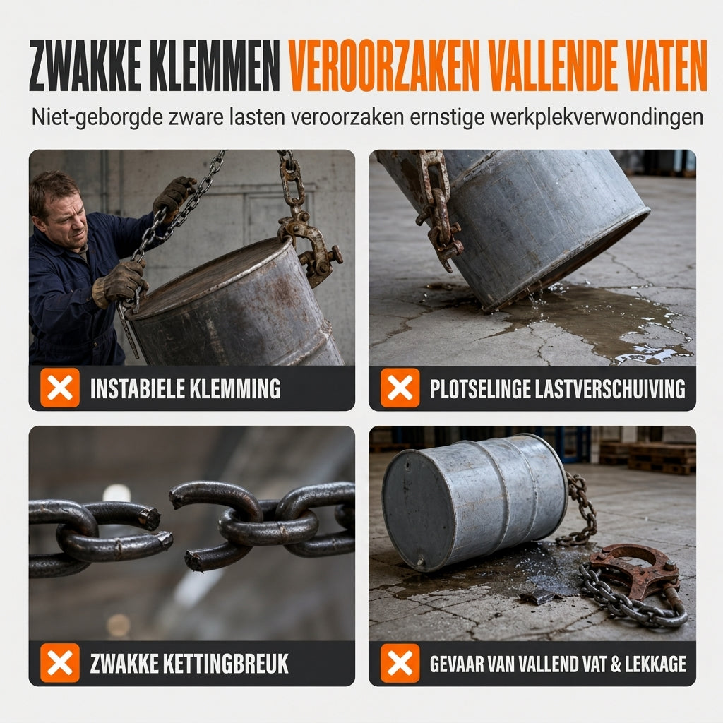 Zware olievat-tang voor vorkheftrucks en kranen, vathengel voor stalen/metalen vaten, matrijsgesmeed vatbehandelingsgereedschap