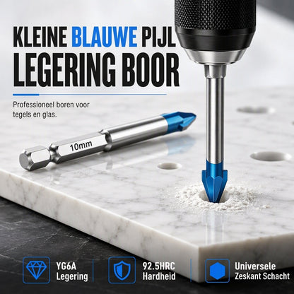 Excentrische hardmetalen boor met zeskantschacht voor het boren van gaten in keramische tegels, glas en beton