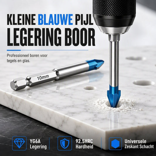 Excentrische hardmetalen boor met zeskantschacht voor het boren van gaten in keramische tegels, glas en beton