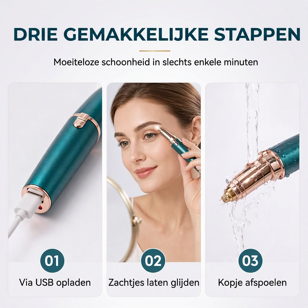 Elektrische wenkbrauwtrimmer met ingebouwd LED-licht en USB-oplaadbaar ontwerp