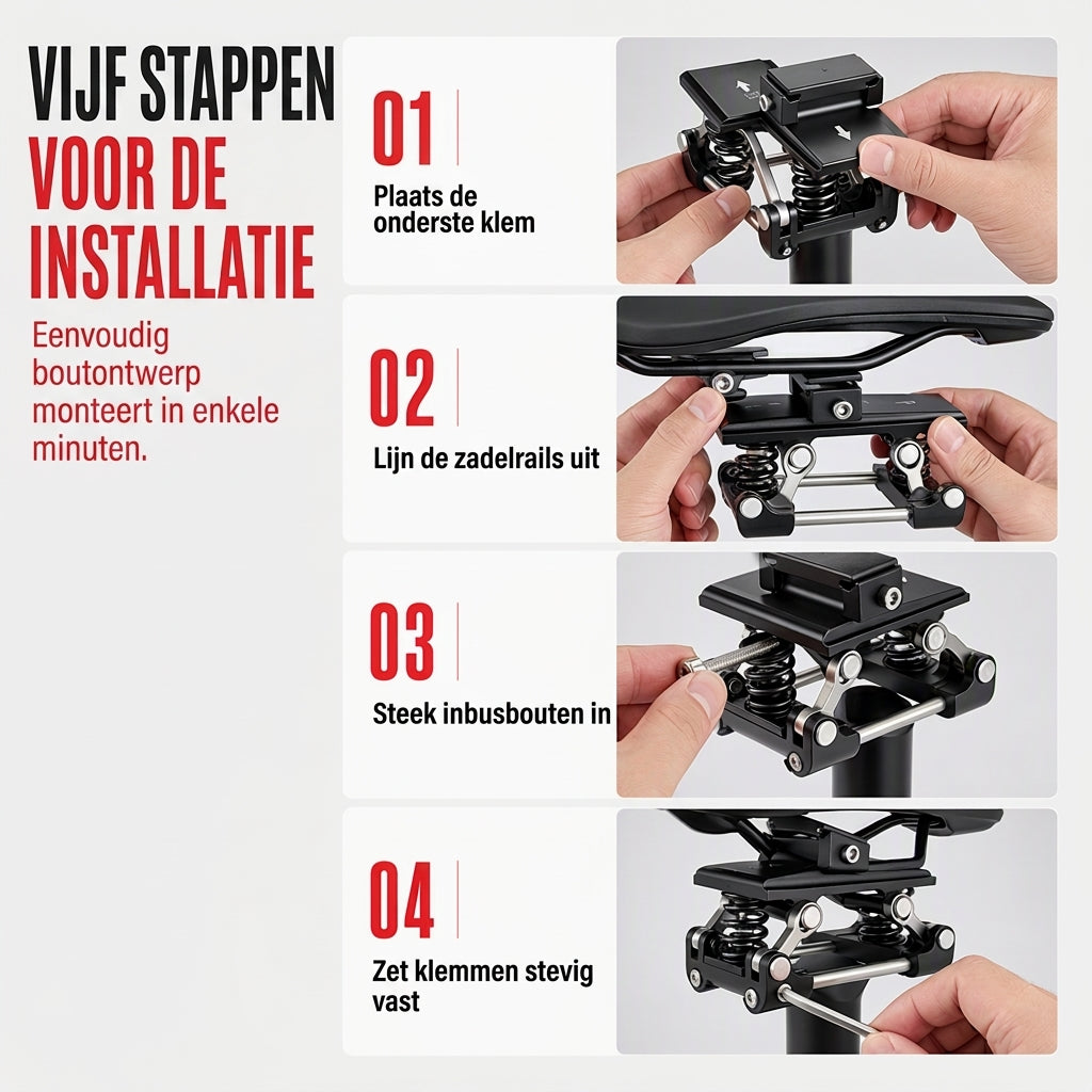 🚲Fiets schokdemper zadelpen – Dubbele spiraalveren, CNC-aluminium en stabiele rit – Maakt ruwe paden glad