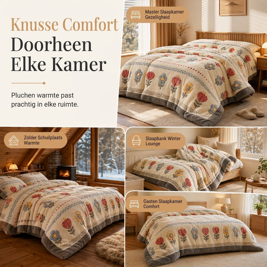 ⏳Tijdelijke aanbieding met 50% korting⏰🛌 Tweezijdig Sherpa fleece dekbed – Dikke warme winterdeken, zacht fluweelgevoel | Gezellig beddengoed voor ultiem comfort❄️