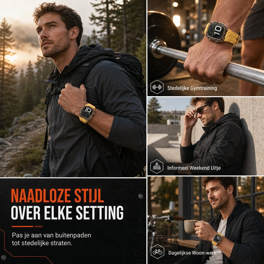 Geïntegreerde smartwatch-band met beschermhoes Kleurblokkerende doorschijnende sportband voor 40 mm 41 mm 42 mm 44 mm 45 mm 46 mm 49 mm