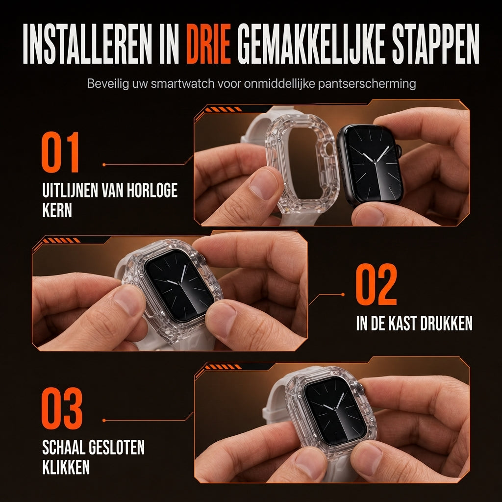 Geïntegreerde smartwatch-band met beschermhoes Kleurblokkerende doorschijnende sportband voor 40 mm 41 mm 42 mm 44 mm 45 mm 46 mm 49 mm