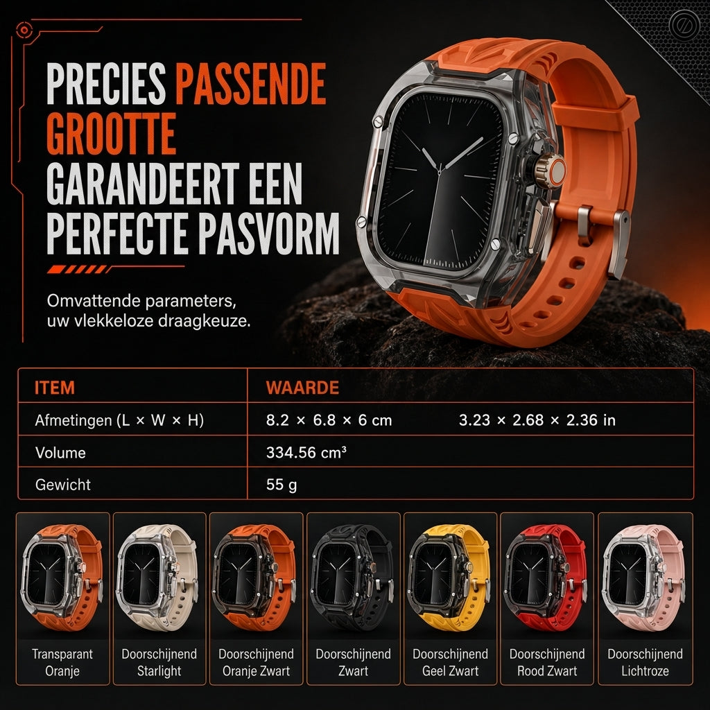 Geïntegreerde smartwatch-band met beschermhoes Kleurblokkerende doorschijnende sportband voor 40 mm 41 mm 42 mm 44 mm 45 mm 46 mm 49 mm