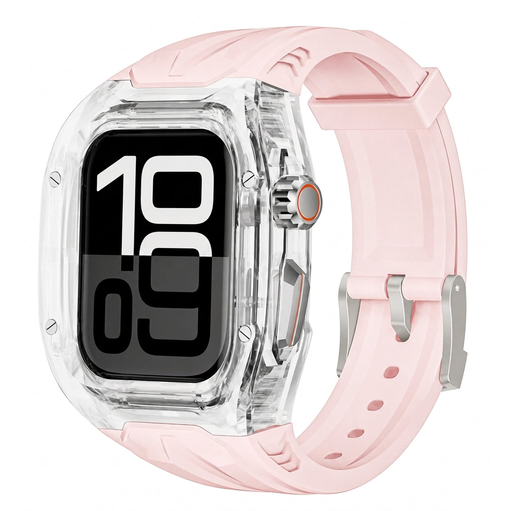 Geïntegreerde smartwatch-band met beschermhoes Kleurblokkerende doorschijnende sportband voor 40 mm 41 mm 42 mm 44 mm 45 mm 46 mm 49 mm