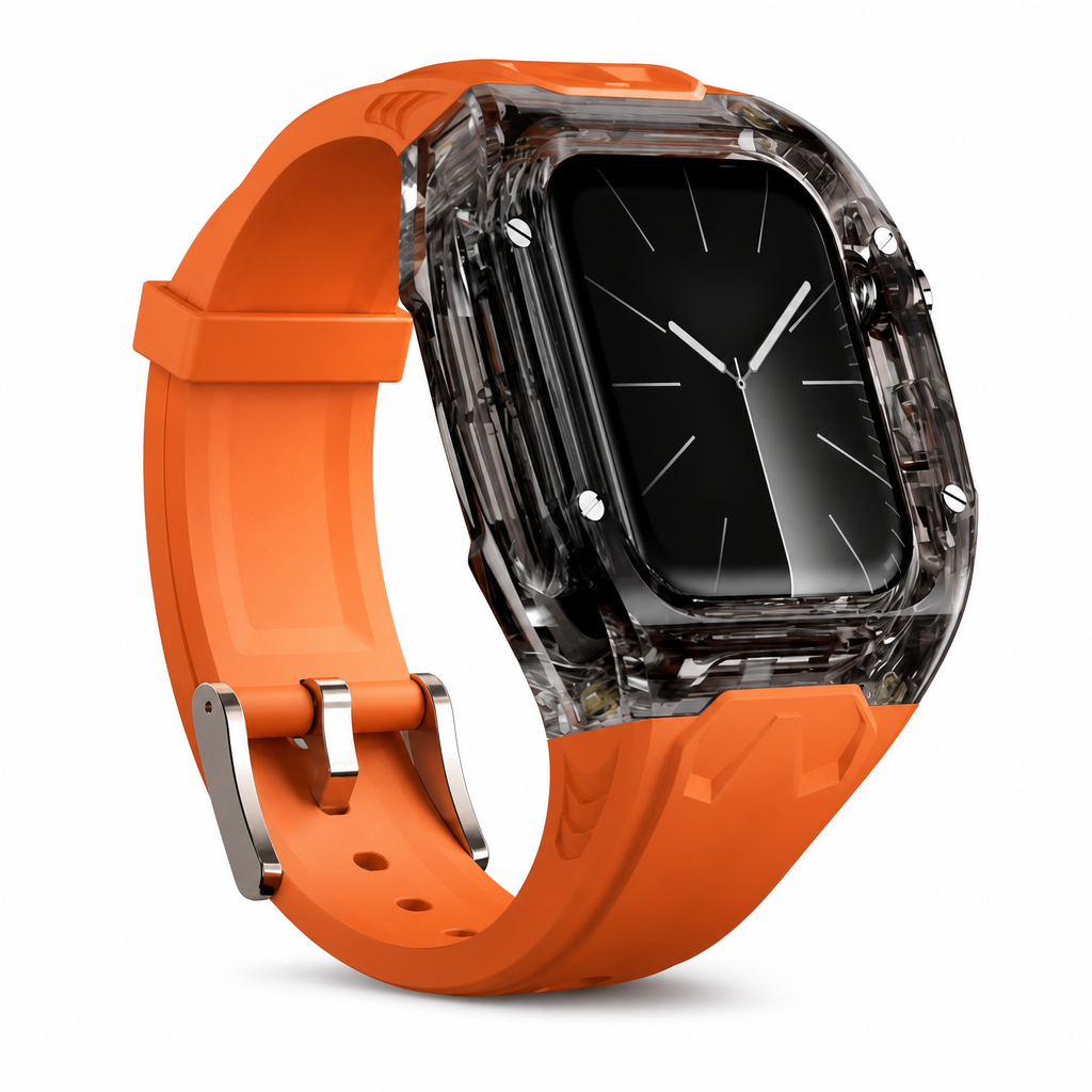Geïntegreerde smartwatch-band met beschermhoes Kleurblokkerende doorschijnende sportband voor 40 mm 41 mm 42 mm 44 mm 45 mm 46 mm 49 mm