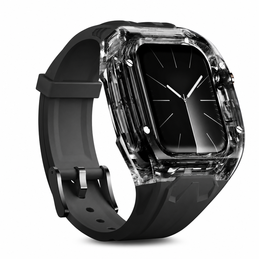 Geïntegreerde smartwatch-band met beschermhoes Kleurblokkerende doorschijnende sportband voor 40 mm 41 mm 42 mm 44 mm 45 mm 46 mm 49 mm