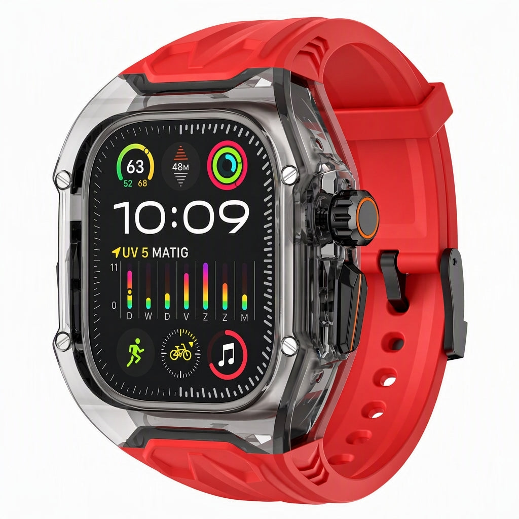 Geïntegreerde smartwatch-band met beschermhoes Kleurblokkerende doorschijnende sportband voor 40 mm 41 mm 42 mm 44 mm 45 mm 46 mm 49 mm