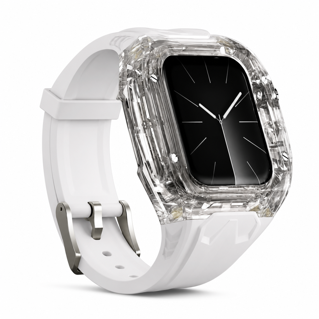 Geïntegreerde smartwatch-band met beschermhoes Kleurblokkerende doorschijnende sportband voor 40 mm 41 mm 42 mm 44 mm 45 mm 46 mm 49 mm