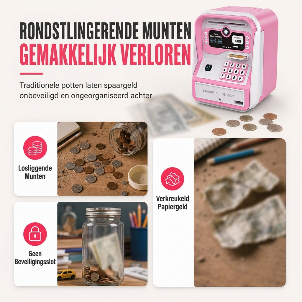 📢📢50% KORTING !! ⏰✨Elektronische kinder-ATM-spaarpot, slimme spaarpot-speelgoed