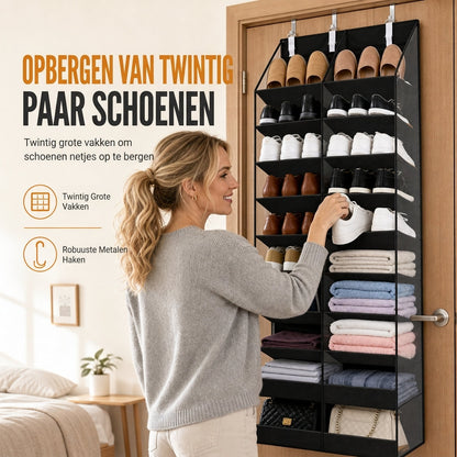 👠 Opgehangen opbergtas voor aan de deur met 20 gaasvakken, grote capaciteit, meerlaagse organizer van non-woven stof voor huishoudelijke opberg
