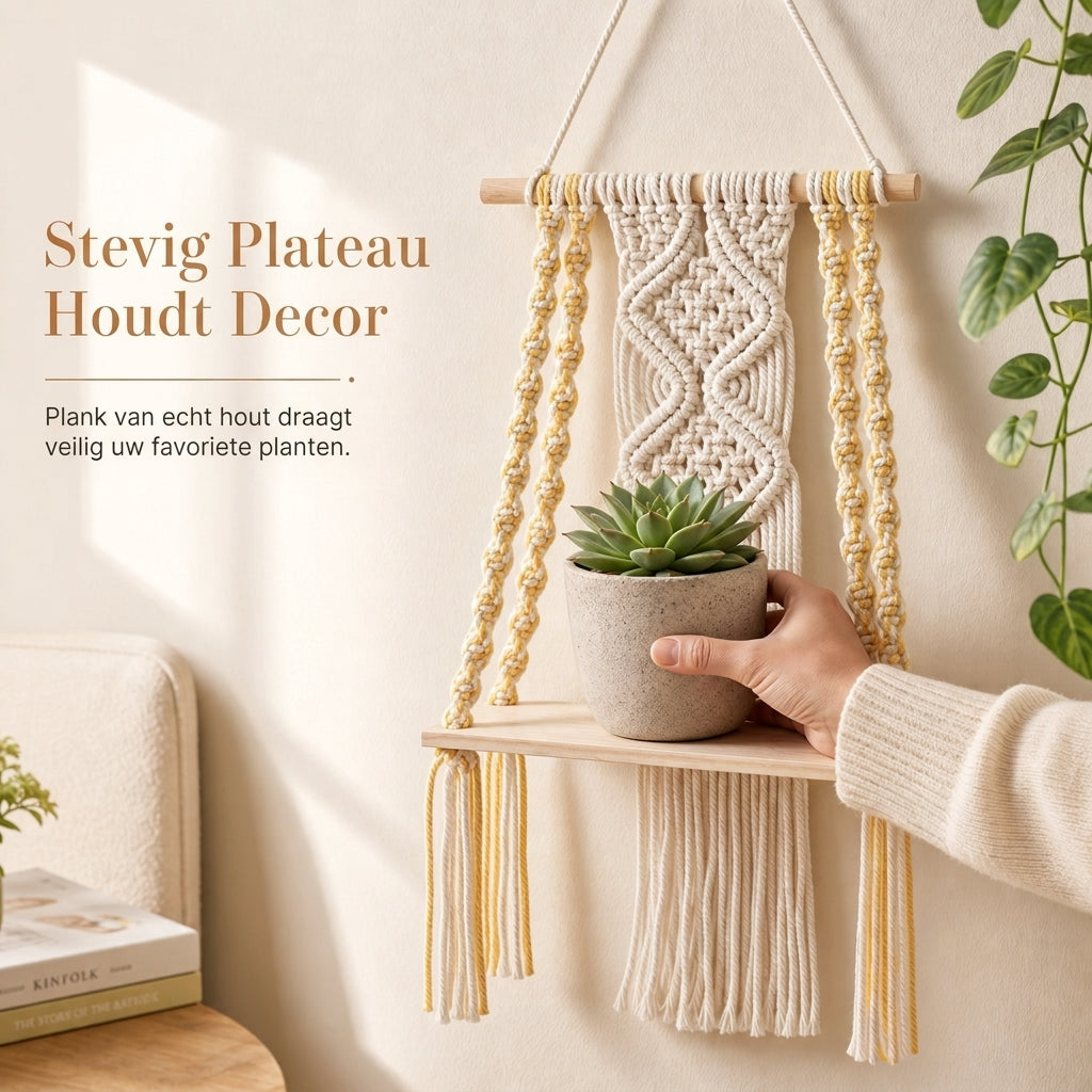 ⏳🔥 TIJDELIJKE KORTING VAN 50%! ⏰ Bohemian handgeweven zwevende plank – handgemaakte Boho wanddecoratie | geen zichtbare beugels, stevig en uniek | perfect voor de woonkamer en slaapkamer🌿