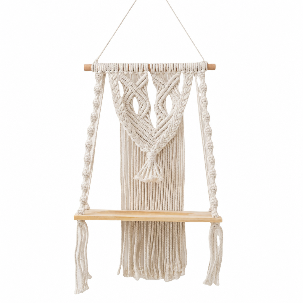 ⏳🔥 TIJDELIJKE KORTING VAN 50%! ⏰ Bohemian handgeweven zwevende plank – handgemaakte Boho wanddecoratie | geen zichtbare beugels, stevig en uniek | perfect voor de woonkamer en slaapkamer🌿
