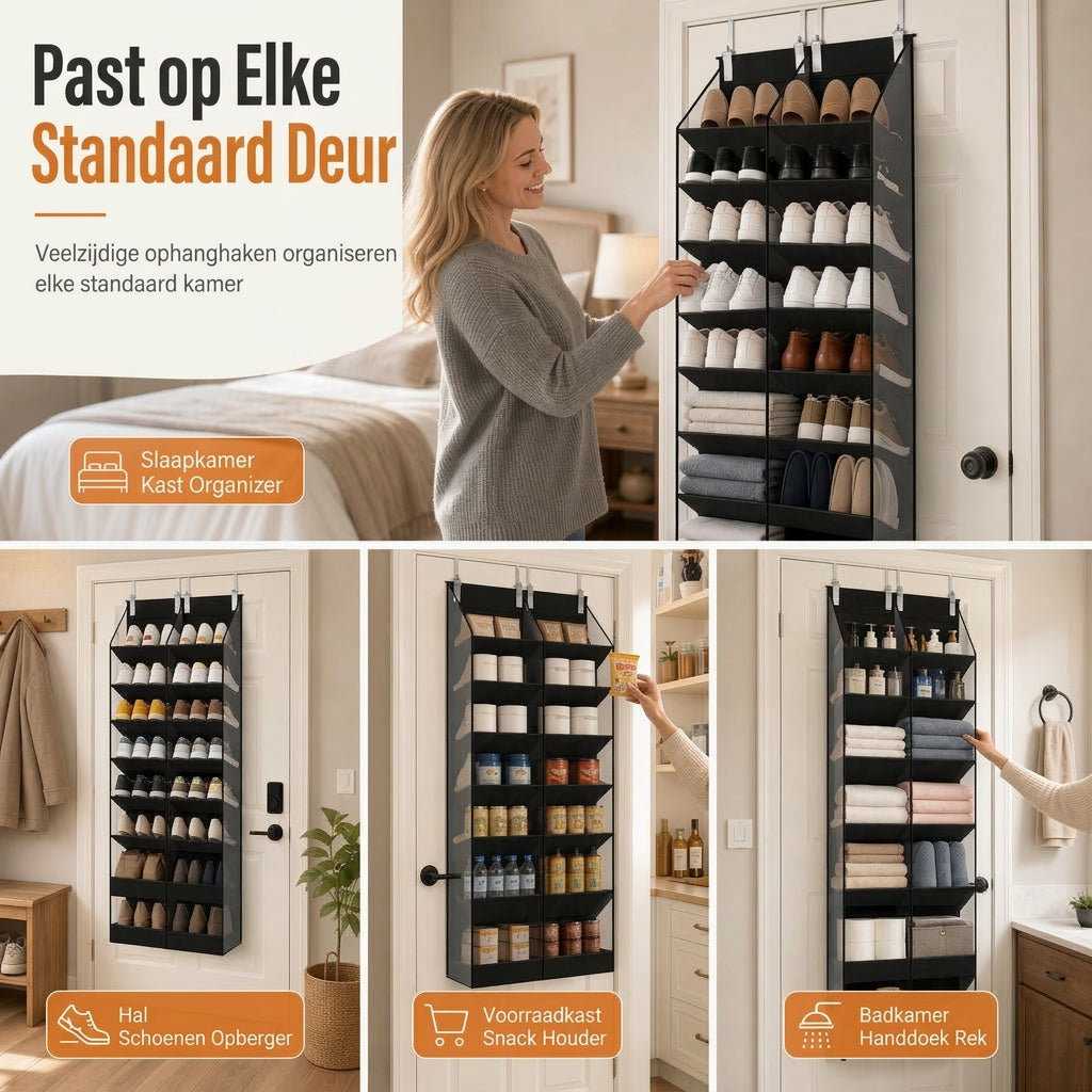 👠 Opgehangen opbergtas voor aan de deur met 20 gaasvakken, grote capaciteit, meerlaagse organizer van non-woven stof voor huishoudelijke opberg