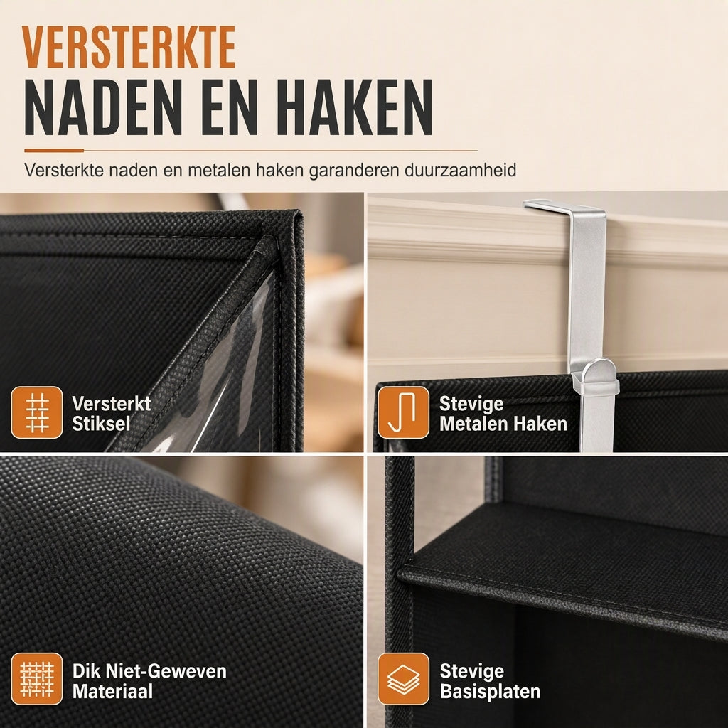 👠 Opgehangen opbergtas voor aan de deur met 20 gaasvakken, grote capaciteit, meerlaagse organizer van non-woven stof voor huishoudelijke opberg