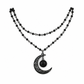 📢📢50% KORTING!! ⏰Gotische Donkere Kristallen Kettingschakel Ketting met Holle Maan Legeringhanger
