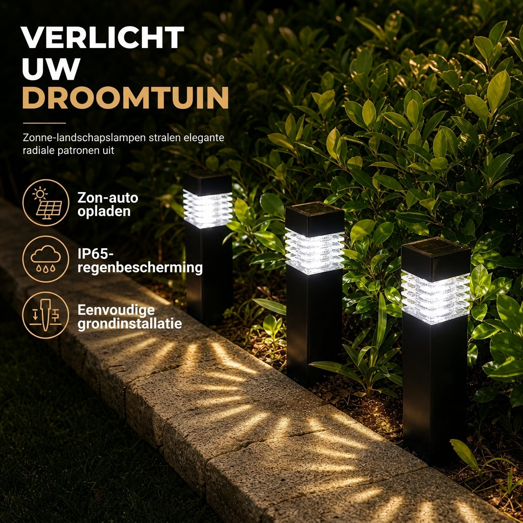 Waterdichte zonne-tuin buitenverlichting vierkante grondpin pad- en gazonverlichting voor tuin- en landschapsdecoratie