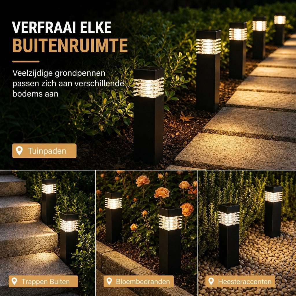 Waterdichte zonne-tuin buitenverlichting vierkante grondpin pad- en gazonverlichting voor tuin- en landschapsdecoratie
